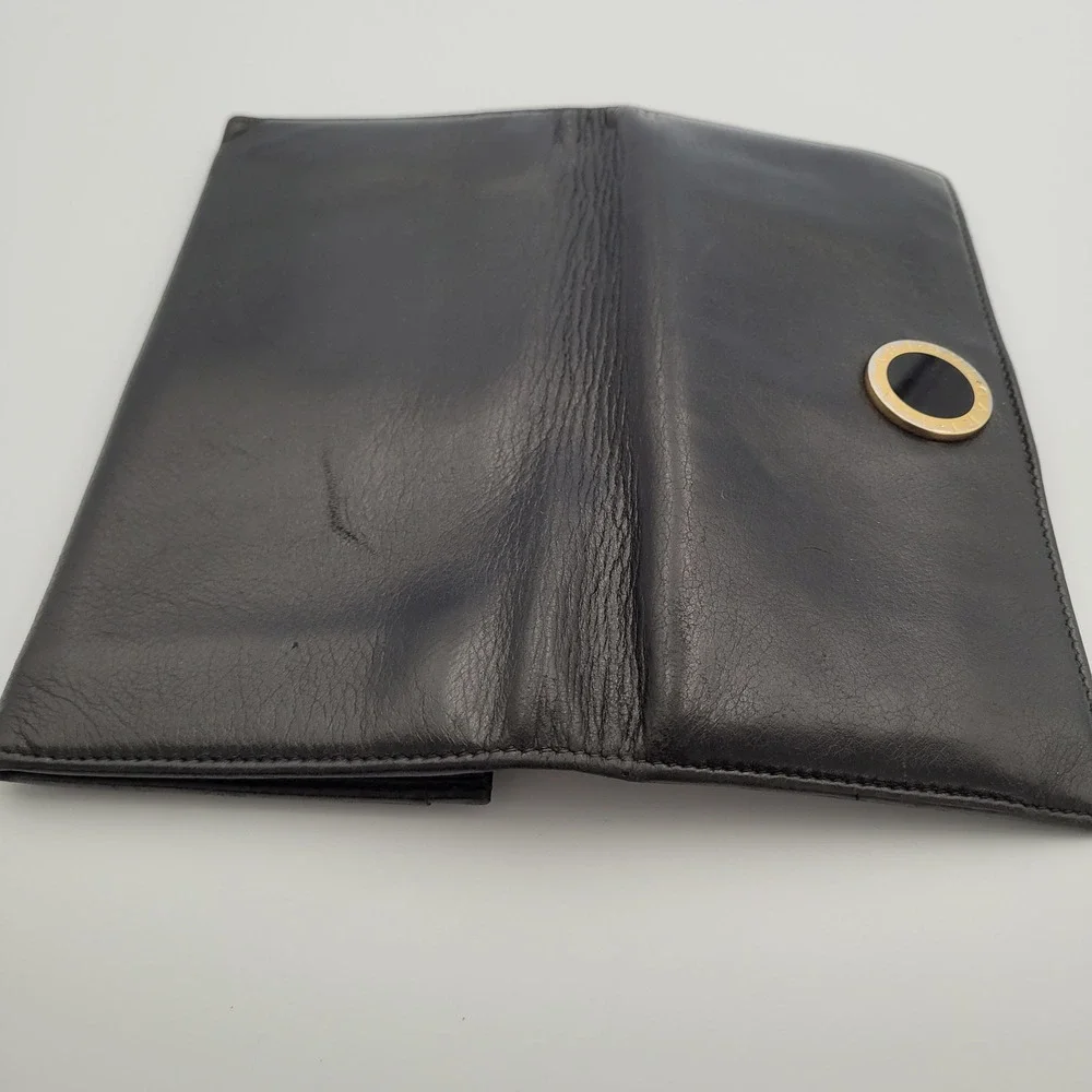 BVLGARI B.zero1 Black Leather Long Wallet Gold Logo MD-M15-32403 Italy